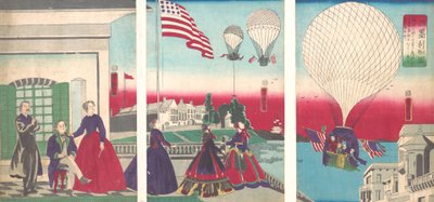 American Balloon Ascension, 1867 by Utagawa Yoshitora