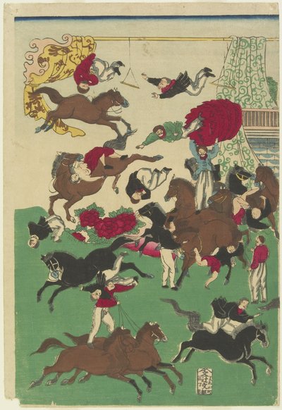 Circus Stunts, 19th century by Utagawa Yoshitora