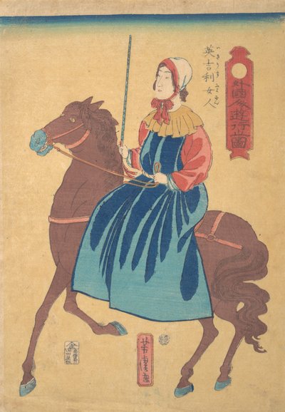 English Woman on Horseback by Utagawa Yoshitora