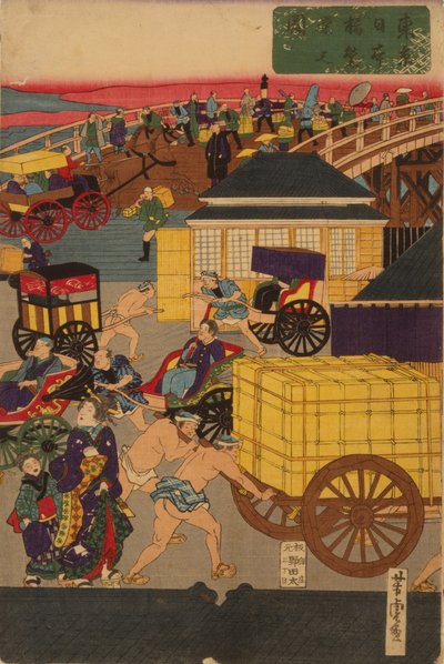 Flourishing Nihonbashi Section of Tokyo by Utagawa Yoshitora