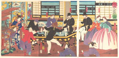 Foreigners Enjoying a Party by Utagawa Yoshitora