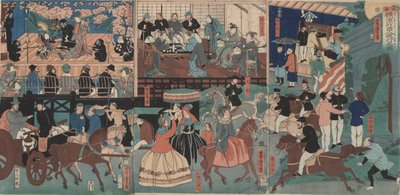 Foreigners Touring Yokohama by Utagawa Yoshitora