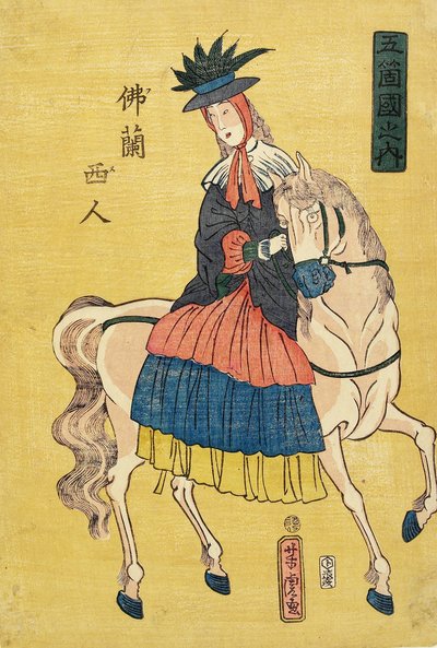 French Lady on Horseback by Utagawa Yoshitora