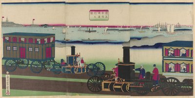 Picture of Steam Locomotives Traveling by Utagawa Yoshitora