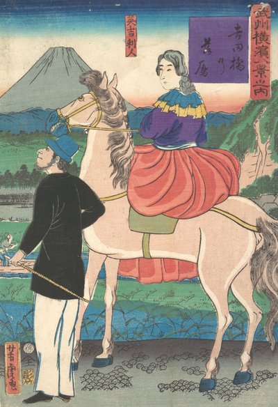 Twilight, Looking at Wild Geese Flying Down Toward Yoshida Bridge, January 1861 by Utagawa Yoshitora