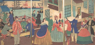 View of Eating and Drinking by People of Five Countries, 1861, 12th month by Utagawa Yoshitora