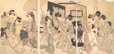 Ladies Surrounding a Cart by Utamaro II