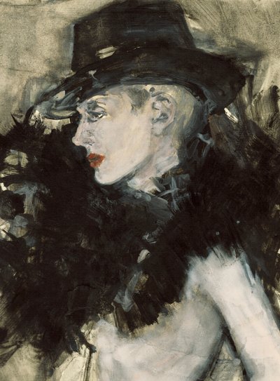 Elegant Woman Black Hat by Ute Rathmann