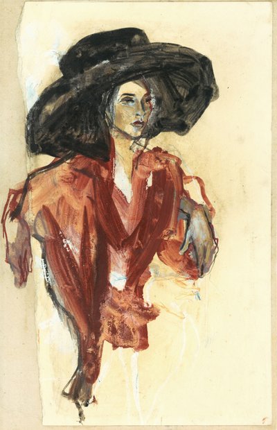 Elegant Woman Black Hat by Ute Rathmann