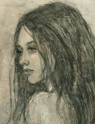 Pensive Woman Profile by Ute Rathmann