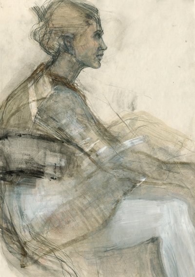 Pensive Woman Sketch by Ute Rathmann