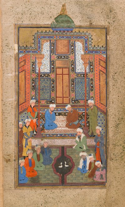 Palace scene in a Tuhfat al-Ahrar (Gift of the free) Bukhara, Uzbekistan, Uzbek period, c.1540 by Uzbek School