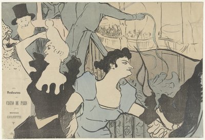 Poster Announcing Masked Ball in Casino of Paris with Portraits of Cha-u-kao and Yvette Guilbert by V. Michel