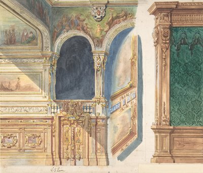 Design for an Interior, possibly a Theater by V. S. Léon