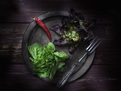 Fresh Greens Dark Plate by Vadim Kulinsky