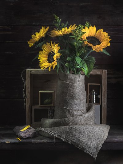 Rustic Sunflower Still Life by Vadim Kulinsky