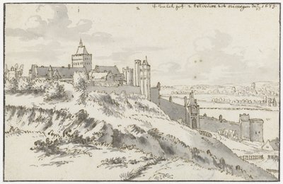 View of the Valkhof and Belvedere at Nijmegen by Valentijn Klotz (possibly)