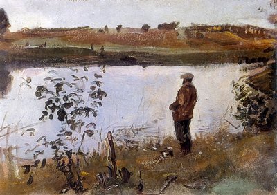 Artist Konstantin Korovin on the River Bank by Valentin Aleksandrovich Serov