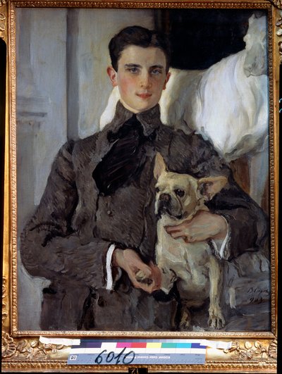 Portrait of Prince Felix Yusupov, Count Sumarokov Elston, with a Dog by Valentin Aleksandrovich Serov