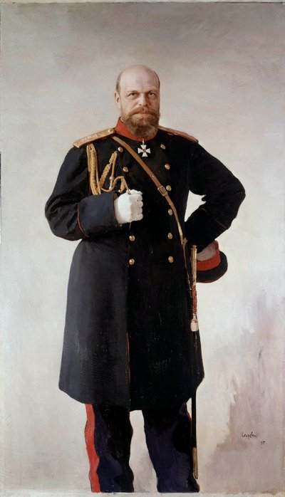 Full-Length Portrait of Alexander III (1845-1895), Emperor of Russia (Painting by Valentin Serov, 1895) by Valentin Aleksandrovich Serov