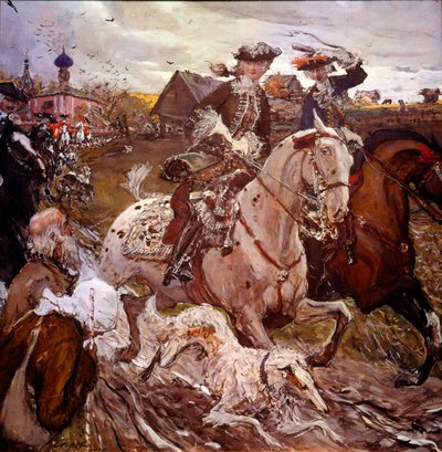 Princess Elisabeth Petrovna and Peter II Hunting by Valentin Aleksandrovich Serov