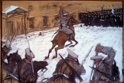 Red Sunday (Bloody Sunday) in St. Petersburg: Military Repression during the 1905 Demonstrations in St. Petersburg by Valentin Aleksandrovich Serov