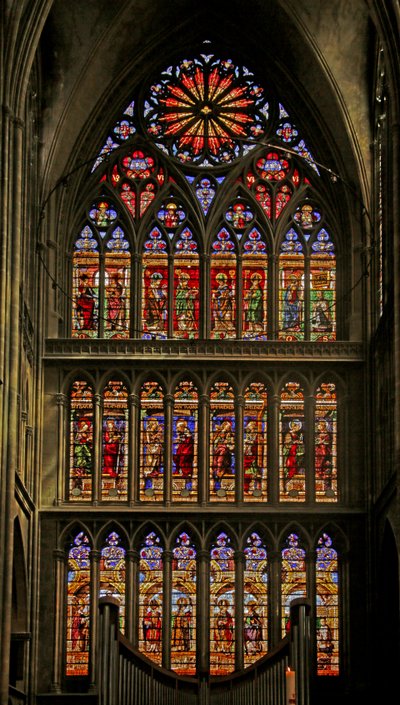South window depicting the Church Fathers, Saints and early Bishops of Metz by Valentin Bousch