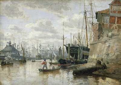 The Log Cabin at Hamburg Harbour, 1848 by Valentin Ruths
