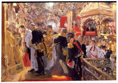 The Coronation of Emperor Nicholas II in the Assumption Cathedral by Valentin Serov