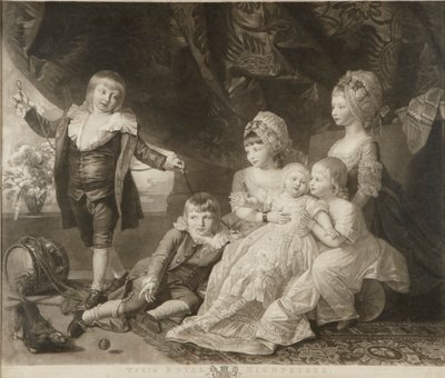Princess Augusta, Princess Elizabeth, Prince Ernest, Prince Augustus, Prince Adolphus and Princess Mary by Valentine Green