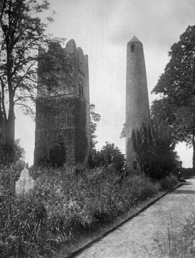 The Round Tower of Swords, Dublin, Ireland, from the east by Valentine and Sons Ltd