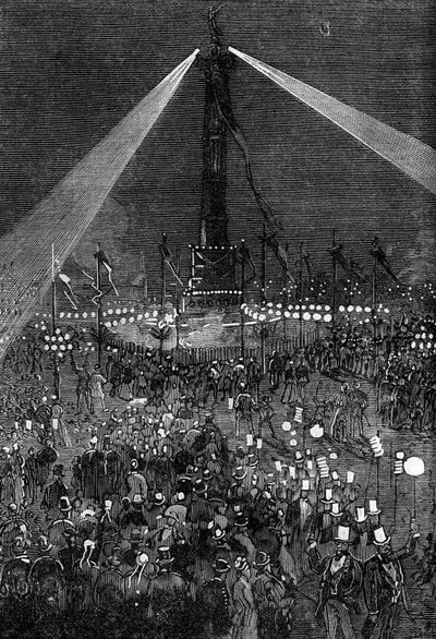 Illumination of Place de la Bastille in Paris by Valnay Pere et fils