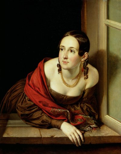 Woman at her Window or, The Wife of a Treasurer by Vasili Andreevich Tropinin