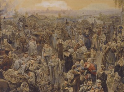 The Withdrawal of Russian Troops from Moscow in 1812 by Vasili Petrovich Lebedev
