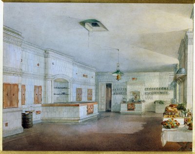 The Kitchen in the Yusupov Palace in St. Petersburg by Vasili Semenovich Sadovnikov