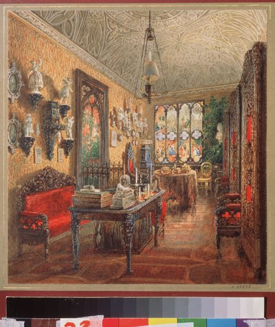 The Office in the Yusupov Palace in Saint Petersburg by Vasili Semenovich Sadovnikov