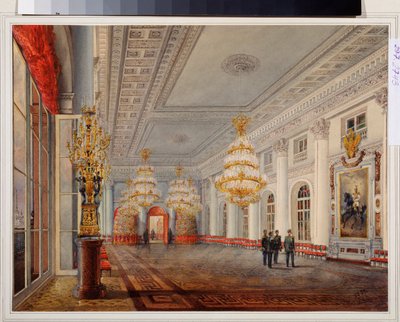 The Grand Hall (or the Nicholas Hall) of the Winter Palace in Saint Petersburg. by Vasili Semenovich Sadovnikov