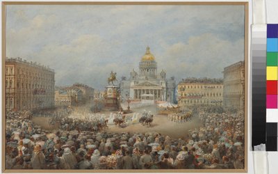Opening Ceremony of the Monument to Nicholas I on the Mariinsky Square by Vasili Semenovich Sadovnikov