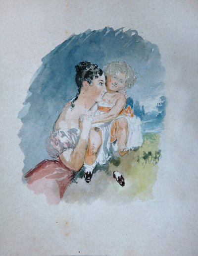 Portrait of Countess Stefania zu Sayn-Wittgenstein, née Radziwill, 1809-1832, with Daughter Maria by Vasili Semenovich Sadovnikov