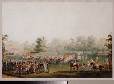 Military Review on the Meadow of the Elagin Palace by Vasili Semenovich Sadovnikov