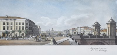 The Anichkov Bridge from the Panorama of the Nevsky Prospekt by Vasili Semenovich Sadovnikov