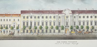 The Stroganov Palace from the Panorama of the Nevsky Prospekt by Vasili Semenovich Sadovnikov