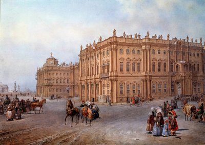 View of the Winter Palace in Saint Petersburg in 1843 by Vasili Semenovich Sadovnikov