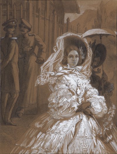 Princess Mary. Illustration to the Novel A Hero of Our Time by Mikhail Lermontov by Vasili Vasilievich Vereshchagin
