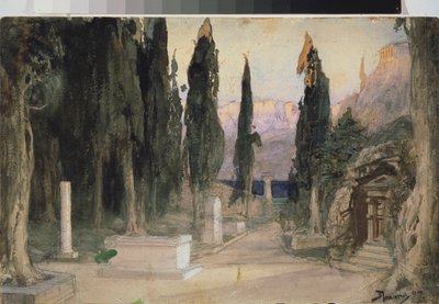 Stage Design for the Opera Orfeo ed Euridice by Ch. Gluck by Vasilij Dmitrievich Polenov