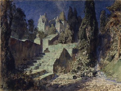 Stage design for the opera The Scarlet Rose by N. Krotkov by Vasilij Dmitrievich Polenov