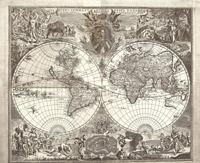 Double Hemisphere Map of the World by Vasily Anufrievich Kiprianov