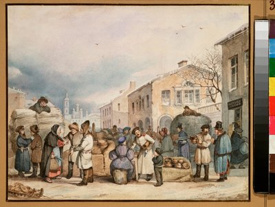 The Hay Market Place in Saint Petersburg by Vasily Ivanovich Sternberg
