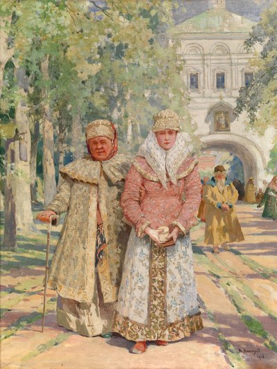 Outside the Monastery Gate by Vasily Ivanovich Navozov