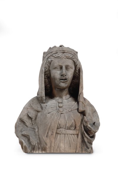 A Carved Marble Bust of a Female Saint by Venetian School